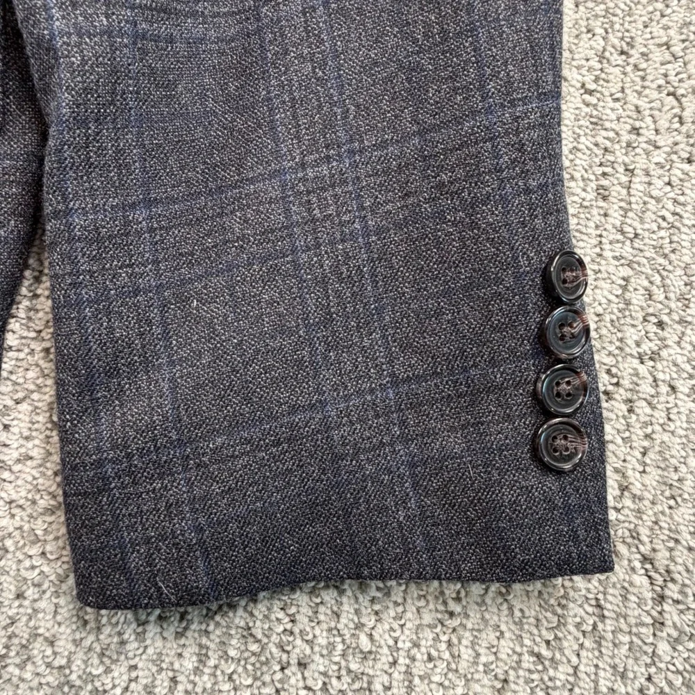 Lauren Ralph Lauren Blazer Mens 44R Grey Glenn Plaid 100% Wool Sport Coat